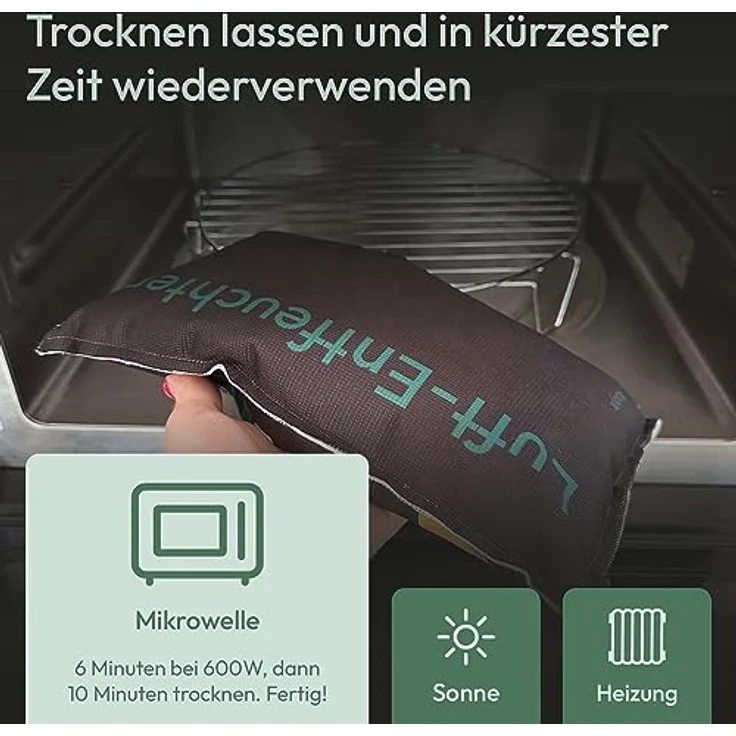 TRAVORA Luftentfeuchter Auto Kissen 1 kg mit Anti-Rutsch Pad - wiederverwendbar - extra groß – Bild 5