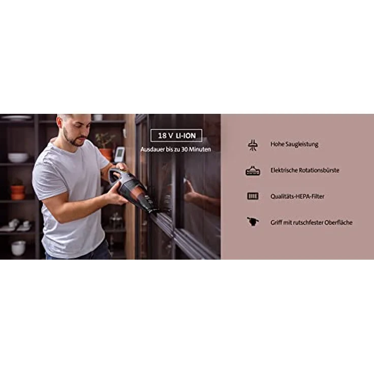 Eta Rotary 2425 Kleinstaubsauger, 30 min Akkubetrieb, 2 Saugmodi, HEPA-Filter, grau – Bild 2