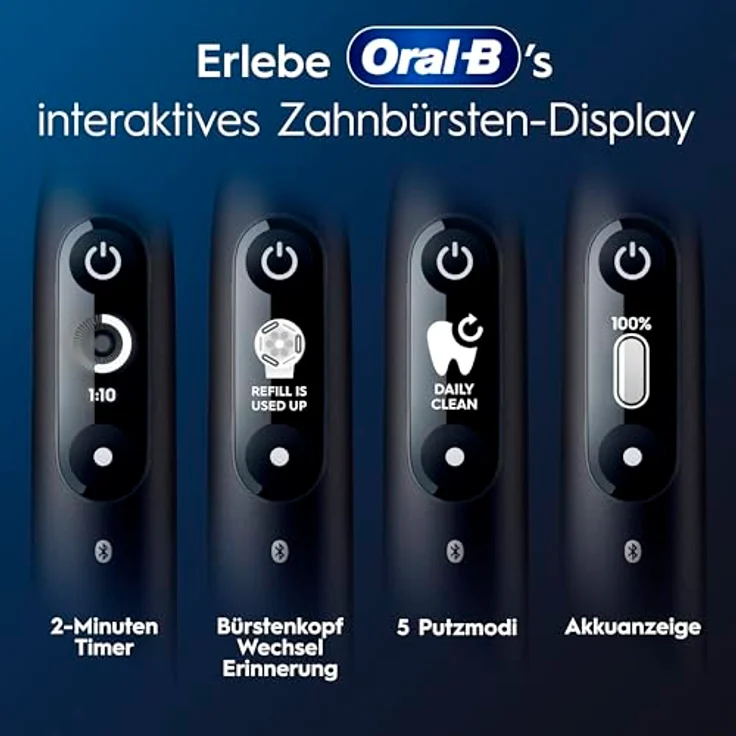 Oral-B iO Series 6 Black Lava, Elektrische Zahnbürste mit 5 Reinigungsmodi, interaktivem Display und intelligentem Drucksensor – Bild 4