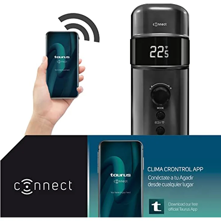 Taurus Agadir Connect 2000, Smarter Ölradiator mit Wi-Fi-App-Steuerung, 1500 W, Schwarz – Bild 2
