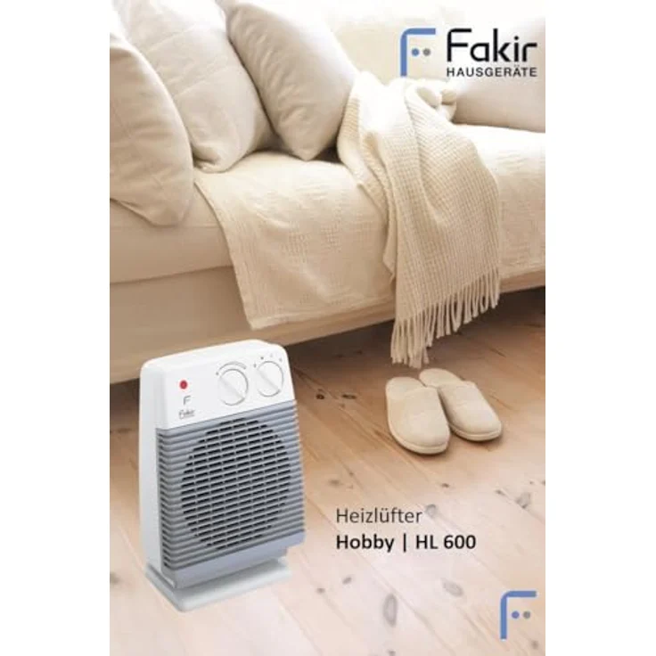 Fakir HL 600 Hobby - Heizlüfter , Badheizlüfter, Tischventilator, mit 2 Heizstufen, inkl. Thermostatventil, extra leise – 2.000 Watt, Heizlüfter – Bild 2