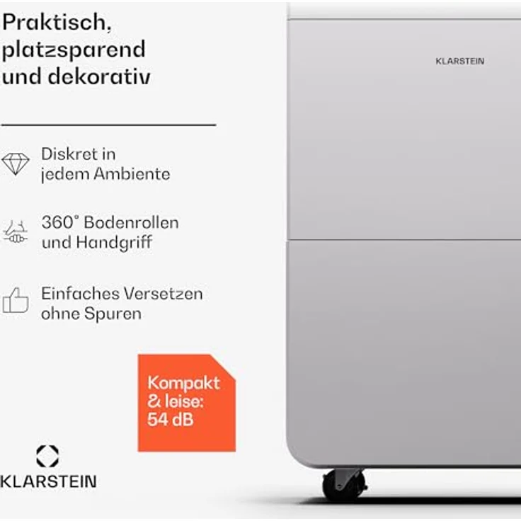 Klarstein Luftentfeuchter Elektrisch bis 90m2, Smart Luftentfeuchter für Wohnung, Bad & Keller, Luft-Entfeuchter Leise, Elektrischer Dehumidifier mit WLAN IoT App, Bautrockner mit 70 L Kapazität, Weiß – Bild 2