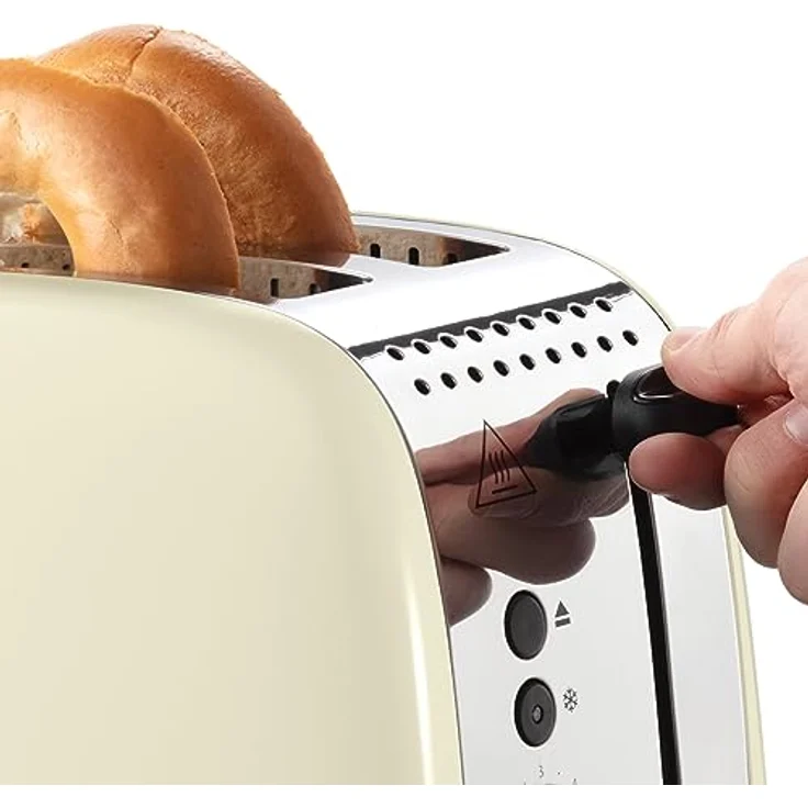 Russell Hobbs Toaster [für 2 Scheiben] Colours Plus Edelstahl Creme (extra breite Toastschlitze, inkl. Brötchenaufsatz, 6 Bräunungsstufen + Auftaufunktion, Lift & Look-Funktion, 1600W) 26551-56 – Bild 4