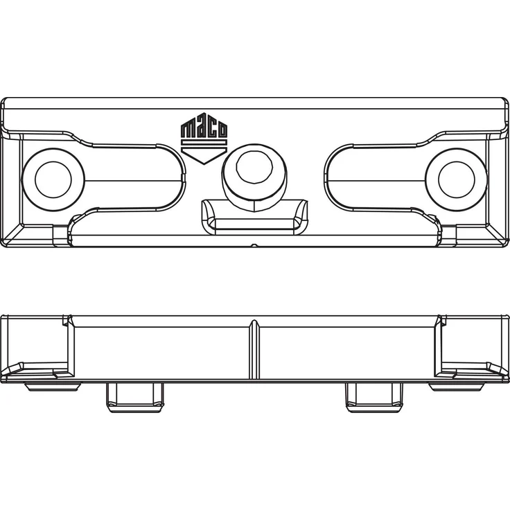 MACO Schließteil iS 12L, Eurofalz 20 mm, 9V, mit Positionszapfen 8x4 mm, silber, für Sicherheitsschließzapfen