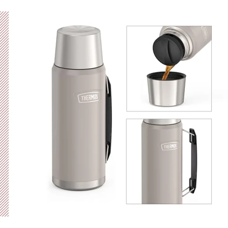 Thermos THERMOS ICON BEVERAGE BOTTLE 1,20l, beige/sandstone mat, Isolierflasche mit Trinkbecher, 24 h heiß/24 h kalt, spülmaschinenfest, absolut dicht, BPA-frei – Bild 2