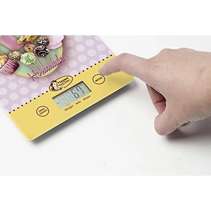 Bestron Digitale Küchenwaage mit LCD-Anzeige, Retro Design, Sweet Dreams, Tragkraft 5 kg, Präzision auf 1 g, Glas, Rosa – Bild 3