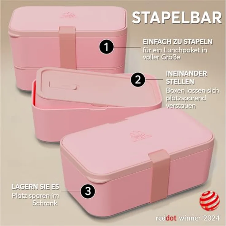 UMAMI Bento Lunchbox für Erwachsene mit Besteck, 2 Saucenbehältern, 2 Fächern, auslaufsicher, Meal Prep, ideal für Salat und Snacks – Bild 3
