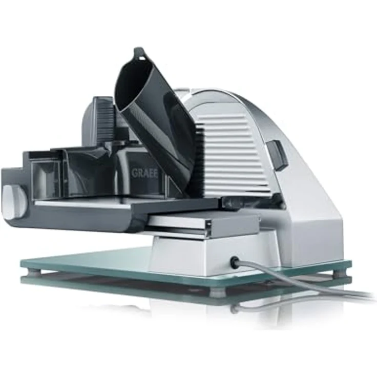Graef M20EU Allesschneider 170W, inkl. MiniSlice-Aufsatz, Moment- und Dauerschalter, 170 mm, glattes, durchgehärtetes Vollstahlmesser, 20 mm Schnittstärke, Edelstahl, silber  – Bild 3