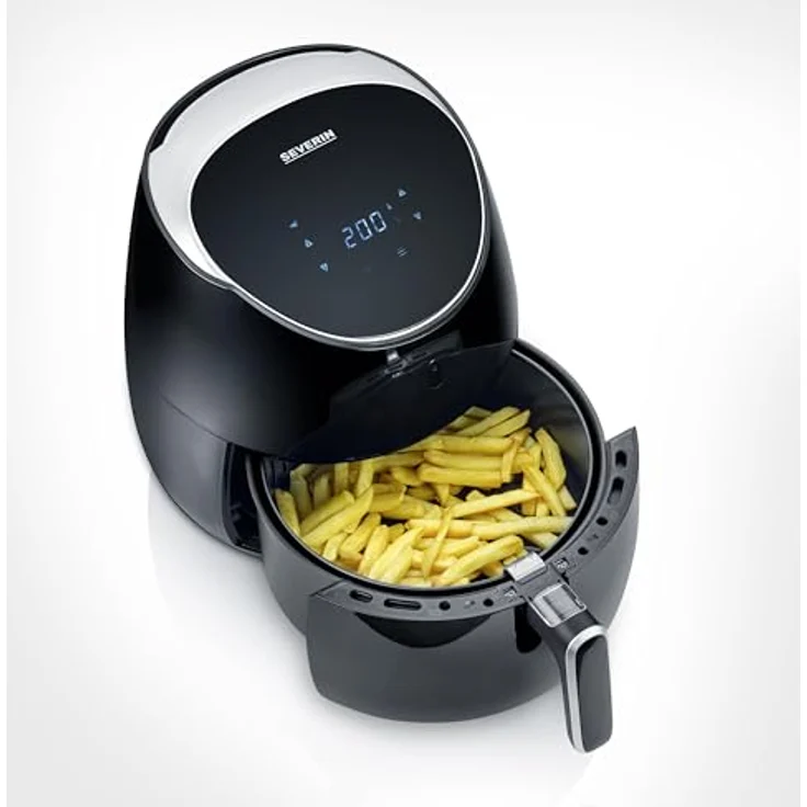 Severin FR 2445 XXL-Heißluftfritteuse 2.000 W, 5 L Kapazität, 1.500 g Frittiermenge, edelstahl-schwarz – Bild 6