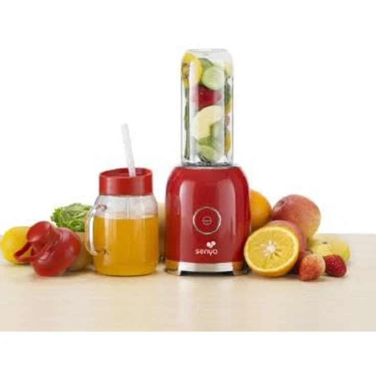 Senya Standmixer Smoothie mit 2 tragbaren Flaschen, Rot, Juicy Delight 250 W, 6 Klingen aus Edelstahl, SYCP-M025, BPA-frei – Bild 3
