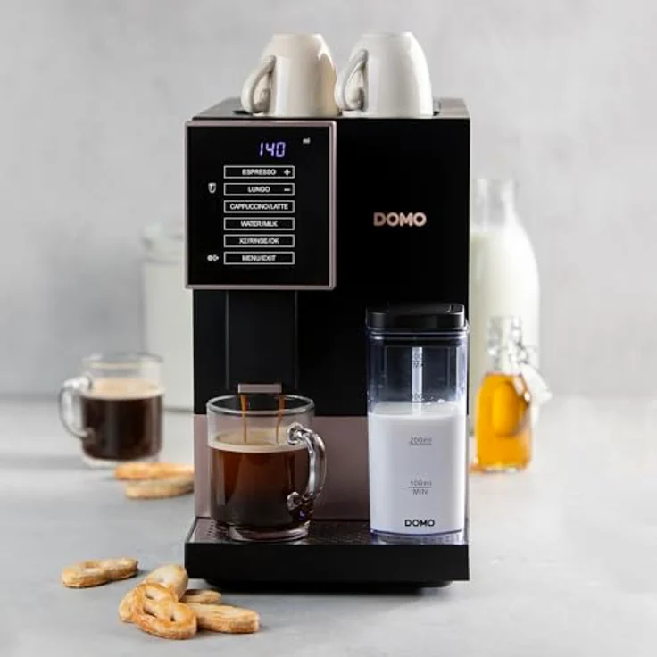 Domo DO743K Kaffeevollautomat, 19 Bar Druckpumpe, 1,1L, Touchscreen, Milchaufschäumdüse, Roségold/Schwarz – Bild 2