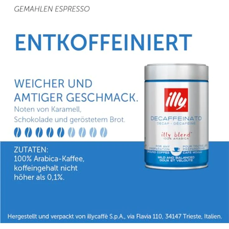 illy Kaffee, Gemahlener Espresso Entkoffeiniert - 1 Dose zu 250 g – Bild 2
