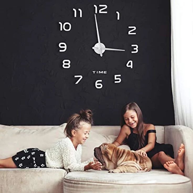 Relaxdays DIY Wanduhr, 3D-Zahlen, Uhr Wandtattoo zum Aufkleben, einfache Installation, Größe variabel, modern, schwarz, 1 Stück – Bild 3