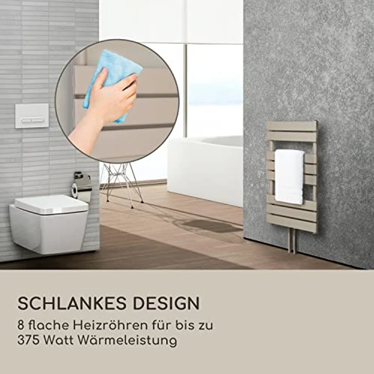 Blumfeldt Badheizkörper, Design Heizkörper Flach, 355 W Vertikal Heizkörper mit Thermostat, für Badezimmer & Wohnzimmer – Bild 3