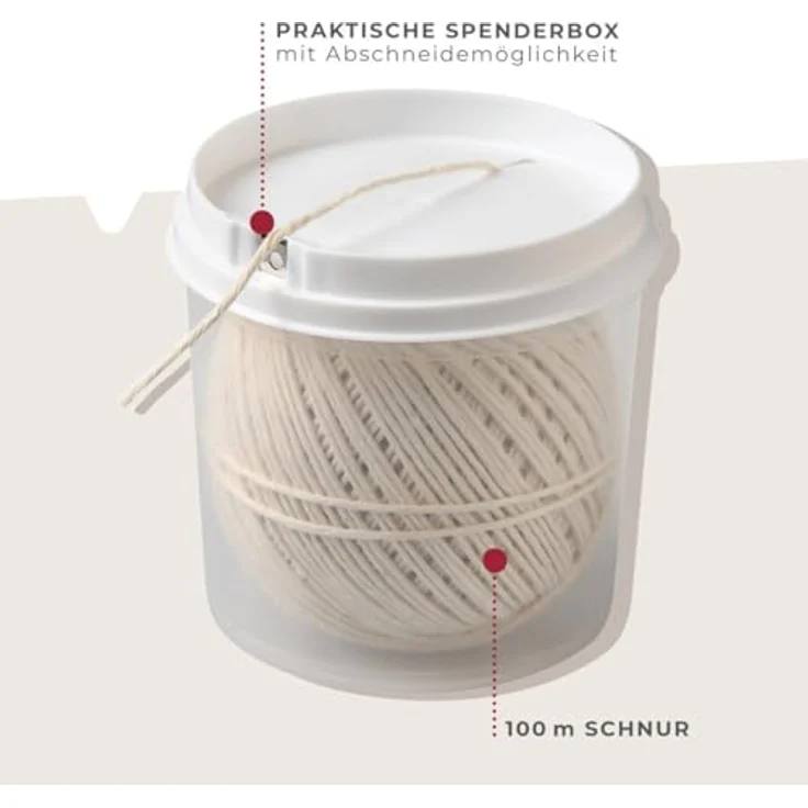 Fackelmann Grill--Bratenschnur, Rouladen-Schnur in Spenderbox, Küchengarn für Fleisch, Gemüse oder Fisch (Farbe: Beige), Menge: 1 Stück – Bild 3