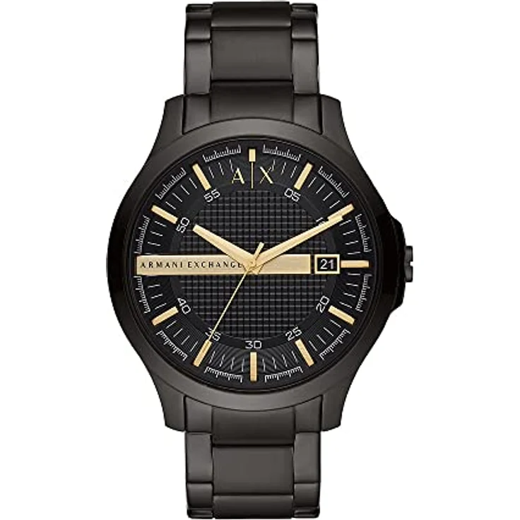 Armani Exchange Herrenuhr , DreizeigerDatumswerk, 46mm Schwarzes Edelstahlgehäuse mit Edelstahlarmband, AX2413 – Bild 1