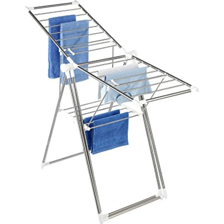 Wenko 3774019100 Wäschetrockner Profi Extra, 13,5 m Trockenlänge, Edelstahl rostfrei, 158 x 200 x 62 cm, Silber matt – Bild 4