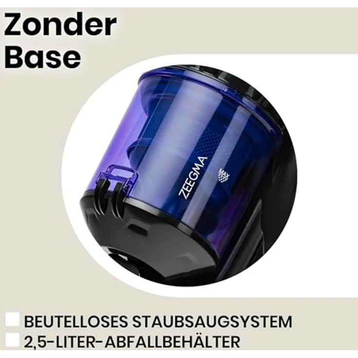 ZEEGMA ZONDER BASE Handstaubsauger Beutellos Schwarz – Bild 3