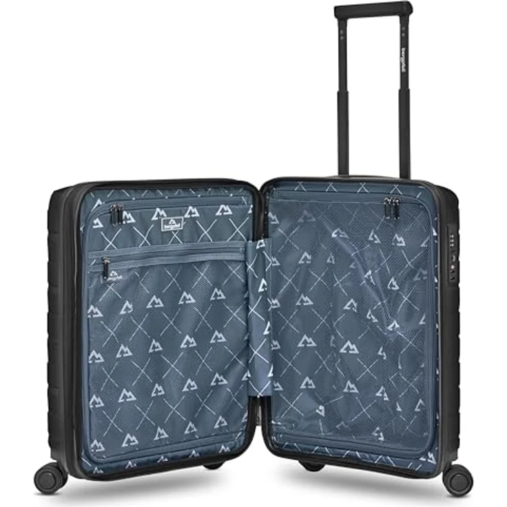 Bergpfeil Kleiner Hartschalen Kabinen-Koffer | Cabin-Trolley 40 x 22 x 55 cm aus Polypropylen in Schwarz | Leichter Unisex Koffer mit Doppelrollen & TSA-Schloss – Bild 5