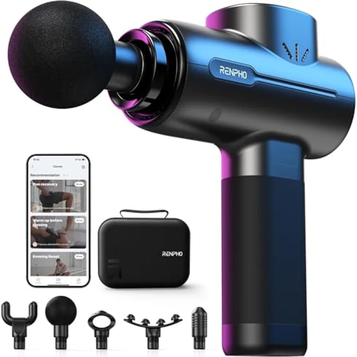 RENPHO Massage Gun, Intelligente Massagepistole mit Bluetooth und LED Touch Display, Leistungsstarke Muskelentspannung, Tragbares Massagegerät, Bestes Geschenk – Bild 1