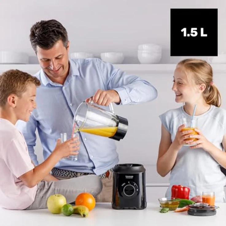 Taurus Prior Glass Standmixer | 1500 W | 2 Geschwindigkeiten + Turbo | 4 abnehmbare Klingen | elegantes schwarzes Design | Rutschsicherheit | BPA-frei – Bild 2