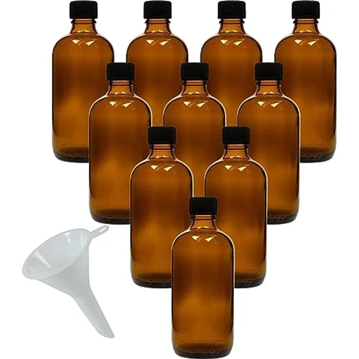 mikken 10 x braune Apothekerflasche 100ml made in Germany, inkl Beschriftungsetiketten + Trichter