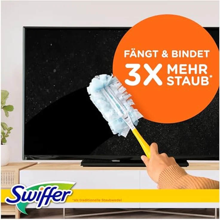 Swiffer Staubmagnet Starter-Set, 1 Griff + 7 Nachfülltücher, fängt 3x mehr Staub und Haare ein als herkömmliche Staubwedel – Bild 3
