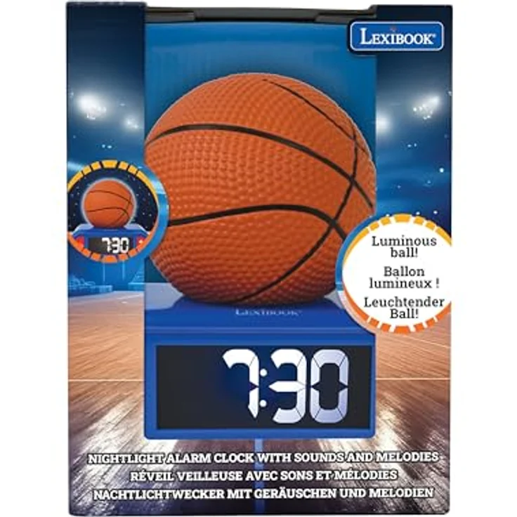 Lexibook RL800BALXB, Basketball Nachtlicht-Wecker mit dimmbarem LCD-Bildschirm und 6 Klingeltönen – Bild 5
