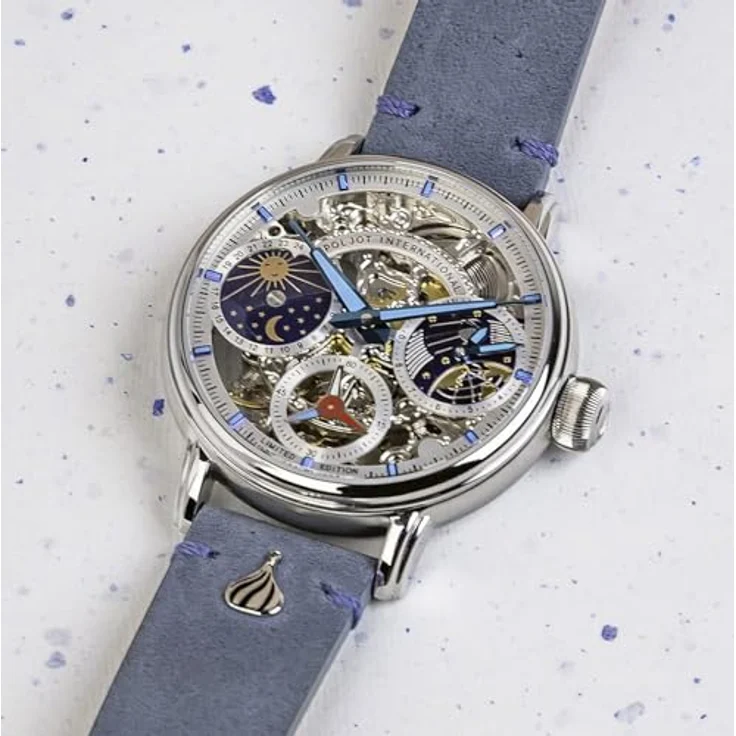 Poljot International Mechanische Uhr 9931.2940771, Herrenuhr Handaufzug, limitiert, Graublau/Türkis, mit Tag-Nacht-Anzeige und Saphirglas – Bild 2