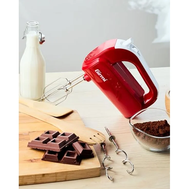 Girmi SB02 Elektrischer Handmixer, 170 W, Edelstahl-Rührbesen, Turbo-Funktion, 5 Geschwindigkeiten, rot – Bild 2