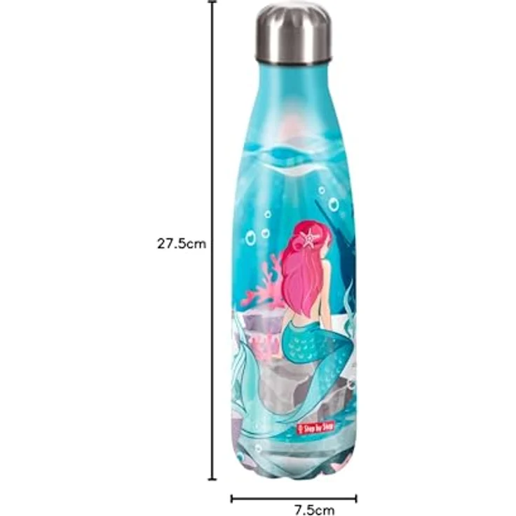 Step by Step Trinkflasche Edelstahl 0,5 l Mermaid Bella, isolierbar, BPA-frei, blau – Bild 3