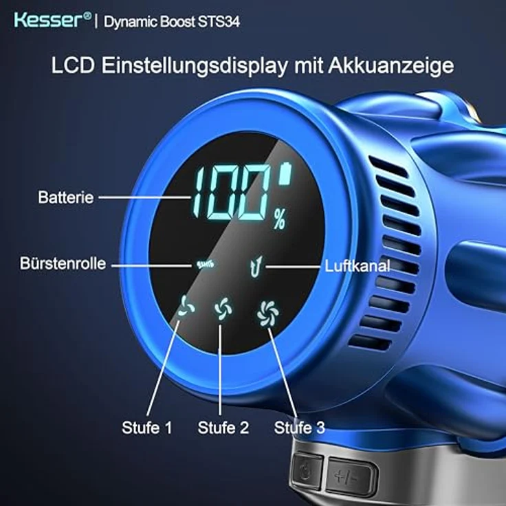 KESSER® Akku Staubsauger STS34, kabellos mit 70 Min. Laufzeit, 550W Motor, HEPA-Filter, LED Display, beutellos, Anti-Tangle-Bodenbürste für Hartböden und Teppich – Bild 3