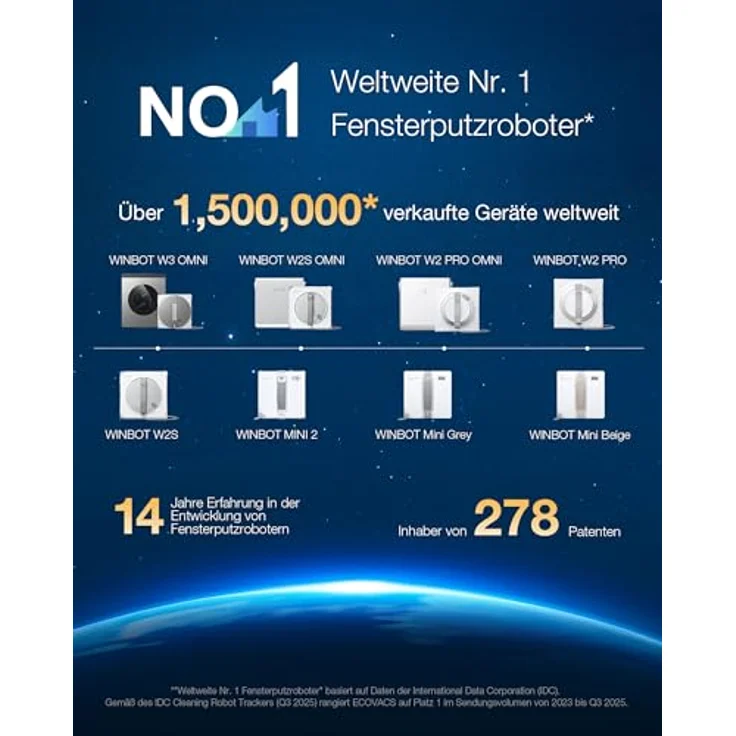ECOVACS WINBOT W3 OMNI, Fensterputzroboter mit Multifunktionsstation, automatischer Reinigung der Wischpads, TruEdge-Technologie, 12-stufiges Schutzsystem – Bild 11