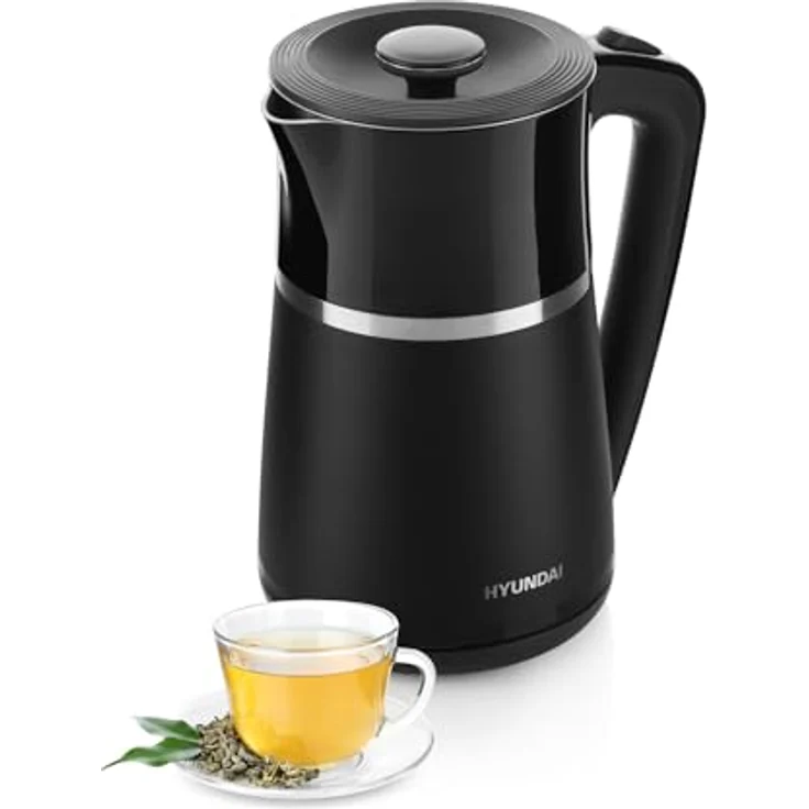 HYUNDAI VK 306 Edelstahl Wasserkocher I Doppelwandiger Wasserkocher I 1.7 Liter I 2200 Watt I Abschaltautomatik I dreifaches Sicherheitssystem – Bild 2
