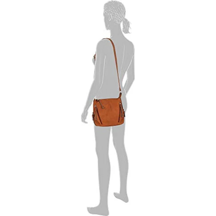 TOM TAILOR Umhängetasche CAIA Cross bag M, Nubuklederimitat, 7 Fächer, Smartphone-Fach, beige – Bild 3