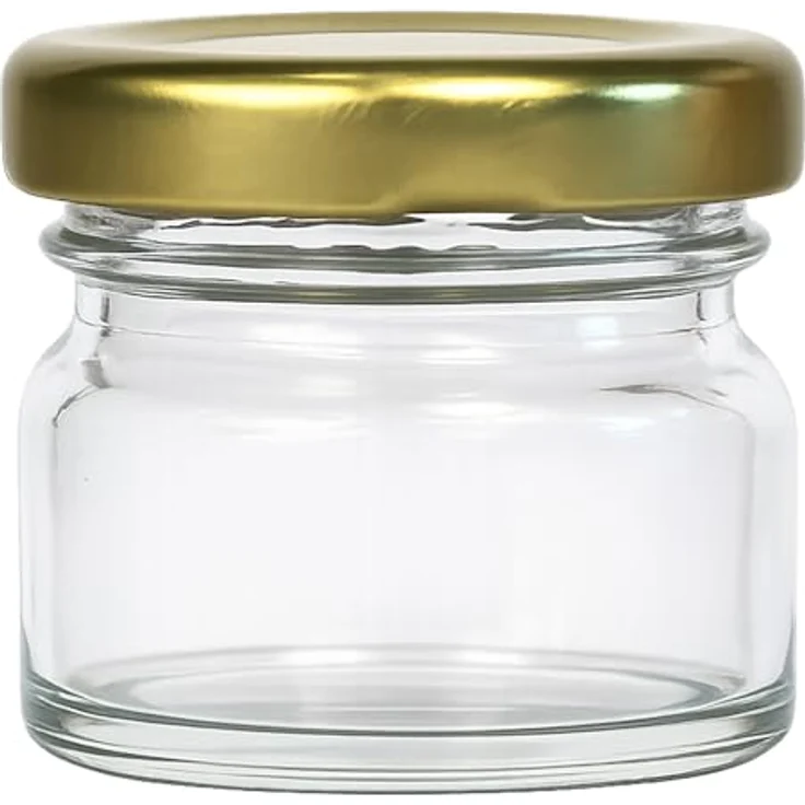 hocz 100x Mini Marmeladengläser 30 ml, Schraubgläser mit goldenen Deckeln TO 43, luftdicht und spülmaschinenfest, perfekte Einmachgläser für Marmelade und Chutney, 100 Stück – Bild 4