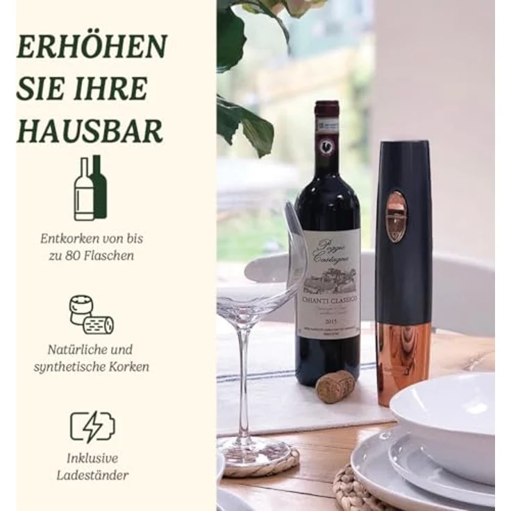 Cuisinart CWO50E Automatischer Weinöffner mitternachtsgrau & kupferfarben wiederaufladbar – Bild 3