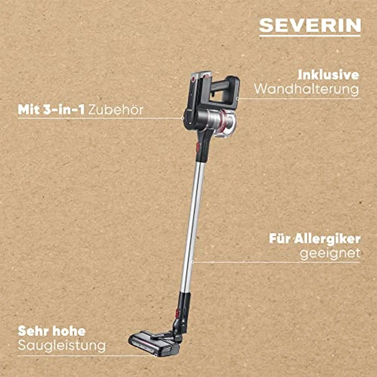 Severin HV 7168 S'Power Handstaubsauger, 30 min Akkubetrieb, inkl. Wechselakku – Bild 5