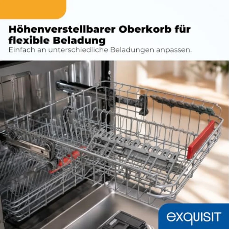 Exquisit EGSP59316-E-450C, Vollintegrierbarer Geschirrspüler für 16 Maßgedecke, Energieklasse C, 8 Programme, Aquastop, Besteckschublade, Extra-Trocknung, Schwarz – Bild 8