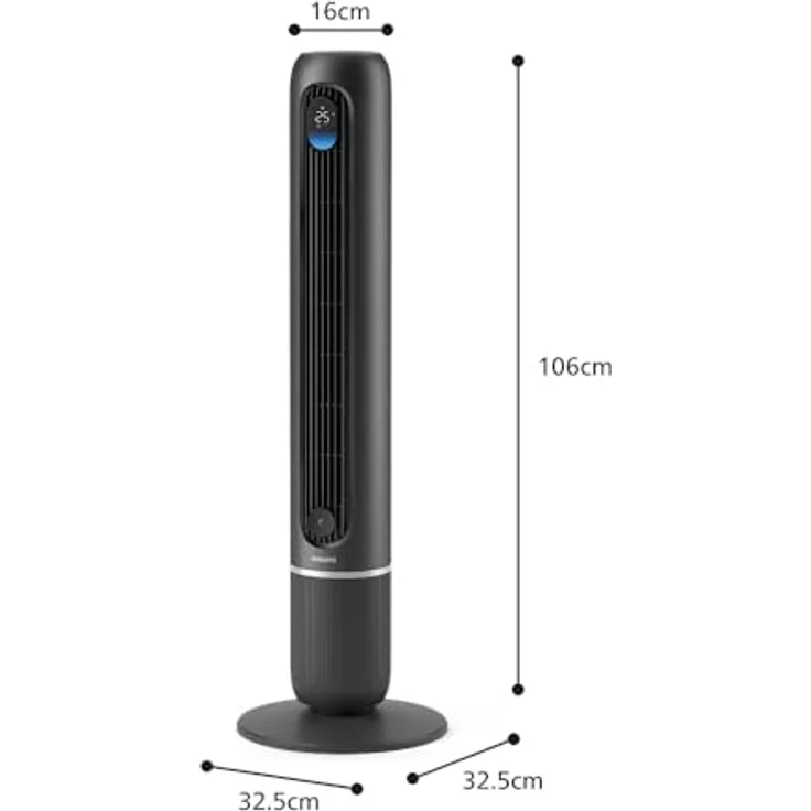 Philips 7000 Series CX7550/01, Smart Turmventilator mit Aromatherapie, Timer-Funktion, Fernbedienung, DC-Motor, Dunkelgrau/Metall (30 Watt) – Bild 2