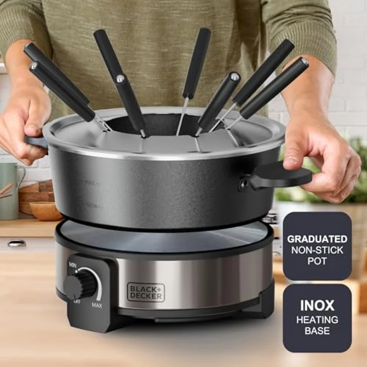 Black & Decker BLACK+DECKER Fondue Maker, Fondue Set mit Antihaftbeschichtung, schwarz – Bild 7