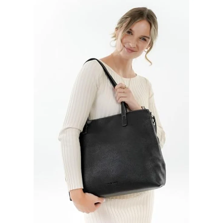 SURI FREY Shopper SFY Debby, uni Design in Weiß mit Druckknopf und Reißverschlussfächern, vegan – Bild 4