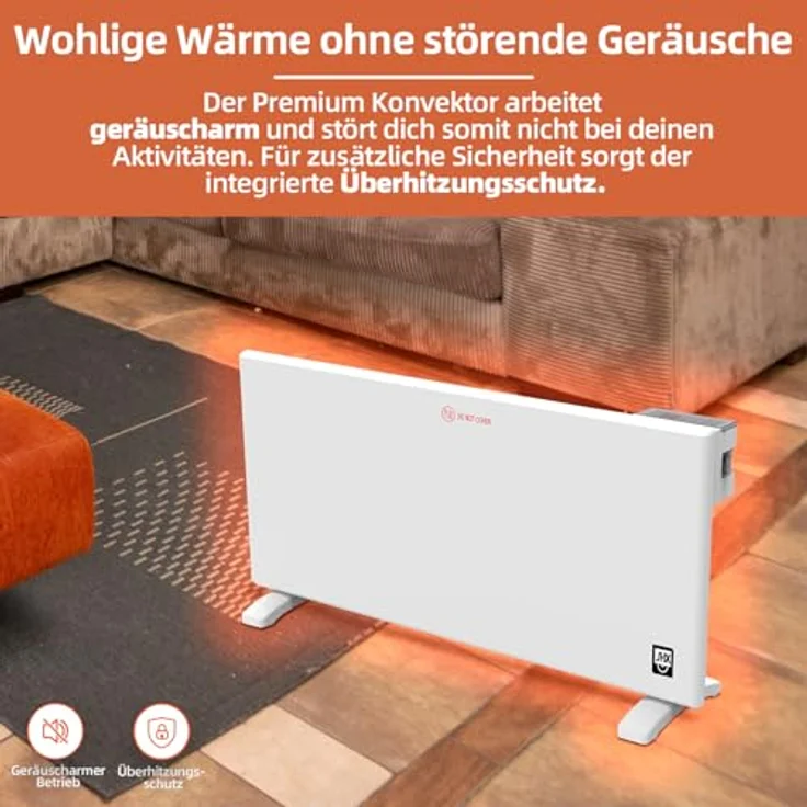 SHX Slim-Konvektorheizung Aluminium-Heizelement LED-Anzeige Thermostat Timer Überhitzungsschutz, Wand- Standmontage – Bild 3