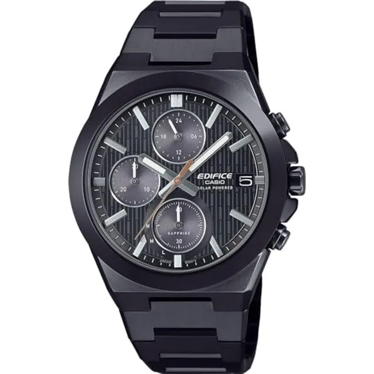 Casio Edifice EQB-1000D-1A2, Herren Chronograph Quarz Armbanduhr mit Keramik-Lünette, Schwarz, Solarbetrieb, Datumsanzeige, 10 bar wasserdicht
