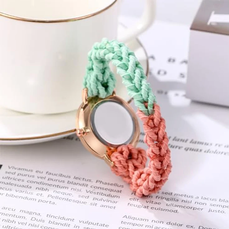 JewelryWe Damenuhr mit elastischem Haarband, Analog Quarz Armbanduhr in Orange Grün, multifunktionale Casual Uhr mit Wickelarmband für Damen und Mädchen – Bild 3
