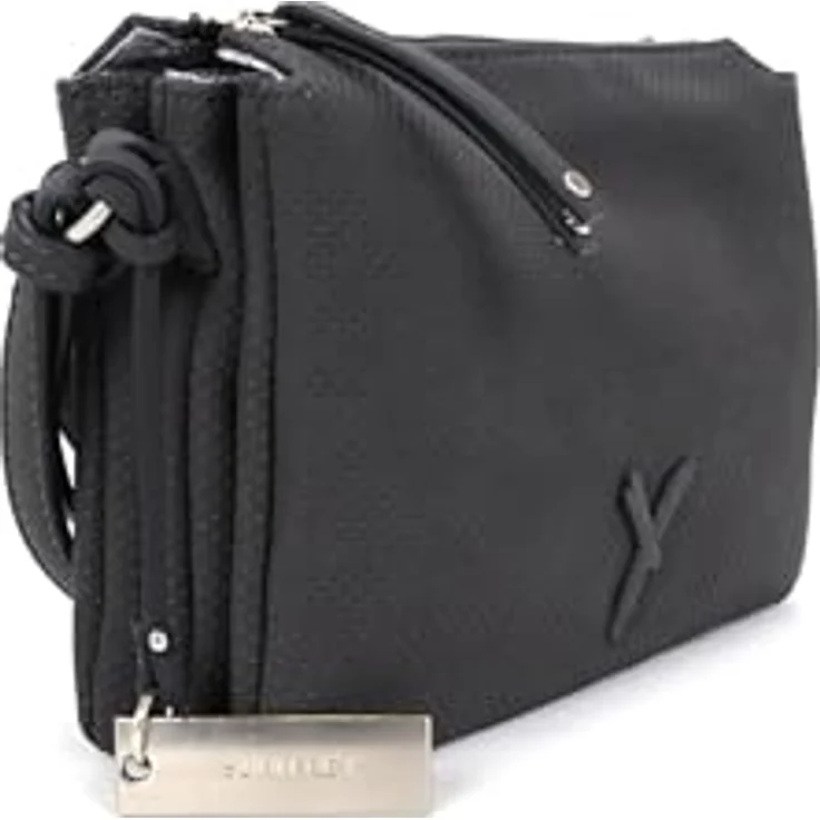 SURI FREY Umhängetasche SFY Romy, für Damen in Uni-Design mit Lasercut-Optik, Feinsynthetik, PETA-Approved Vegan, samtige Haptik, Quaste, 21 x 17 x 8 cm, schwarz – Bild 3