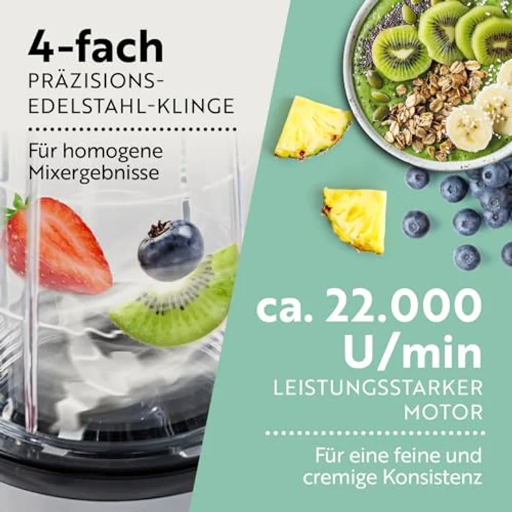 GOURMETmaxx Mr. Magic Power 400 Pro, Standmixer mit 500 ml Becher und Edelstahl-Kreuzklingenaufsatz für Shakes und Smoothies – Bild 4