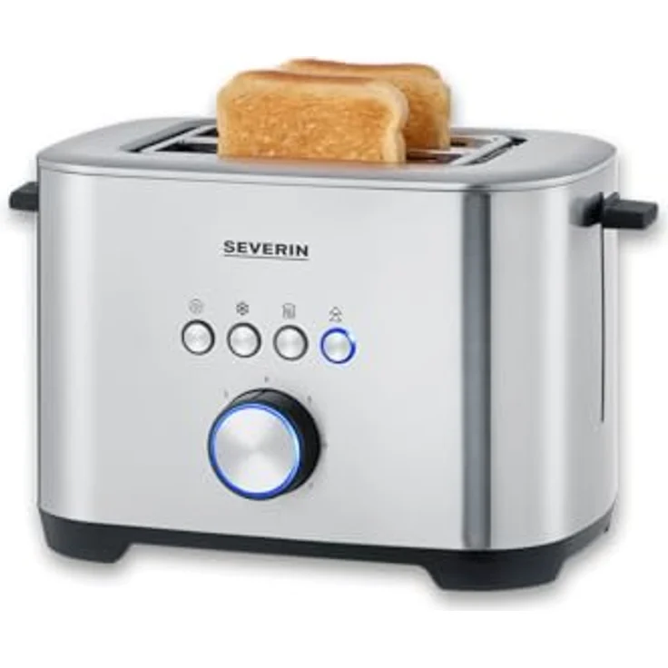 Severin AT 2620 Toaster mit Bagel-Funktion, Schwarz, Silber - Große Röstkammern, Bagel-Funktion, Voll-Edelstahldesign – Bild 3