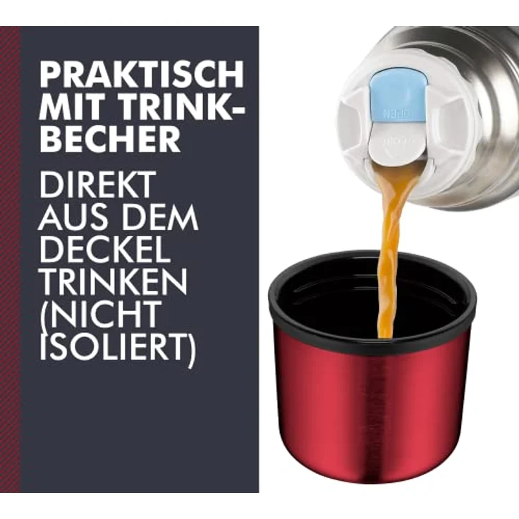 THERMOS Light & Compact Thermosflasche, Edelstahl, Rot, 0,5 Liter – Bild 5