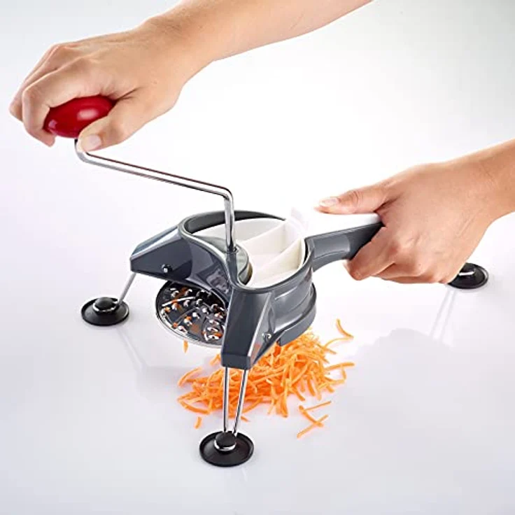 Westmark Set, 1 Gemüseschneider mit 3 Scheiben + 1 Spar-/Pendelschäler, Edelstahlklingen, Schnitzel Mouli, Famos, 117122E7 – Bild 3